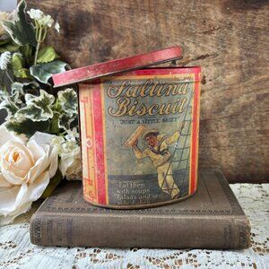 Vintage Nabisco Saltina Biscuit Tin Canister With Interseal Logo
